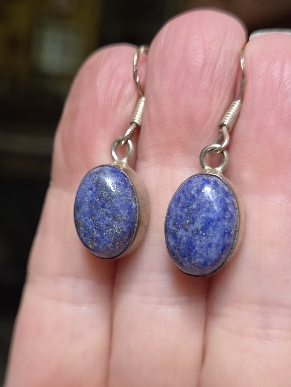 Lapis Lazul 16k Natural Sterling Earrings - Picture 8 of 10